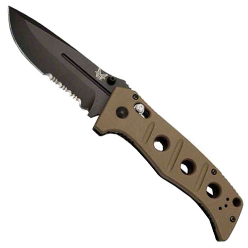 Benchmade 3.82 Inch Black D2 Combo Blade Adamas Folding Knife
