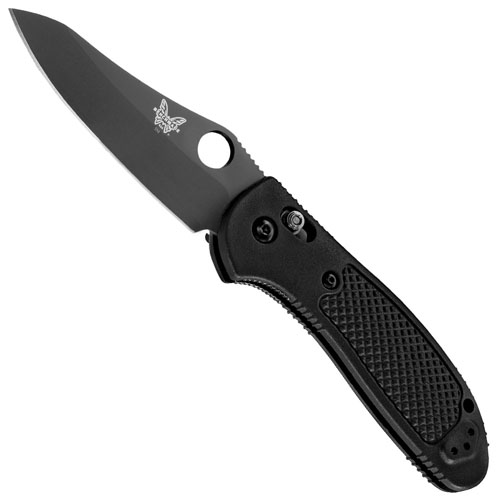Benchmade Griptilian 3.45 Inch Black Plain Hollowground Blade Folding Knife