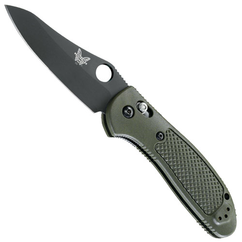 Benchmade 3.45 Inch Black Plain Hollowground Blade Folding Knife