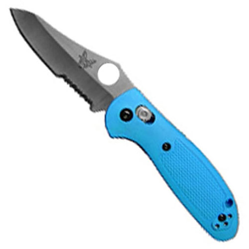 Benchmade Pardue Mini Grip Axis Combo Edge Blue Folding Knife