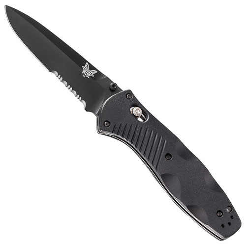 Benchmade Barrage Axis-Assisted 3.6 Inch Black Combo Blade Folding Knife