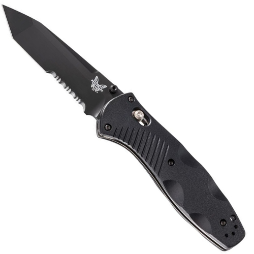 Benchmade Barrage 3.6 Inch Black Tanto Combo Blade Folding Knife