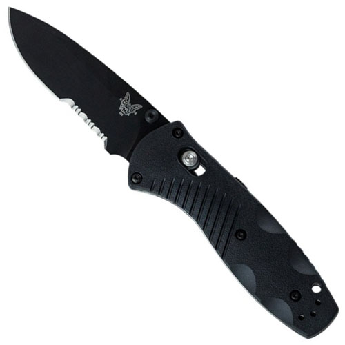 Benchmade Mini-Barrage Axis-Assisted 2.91 Inch Black Combo Blade Folding Knife