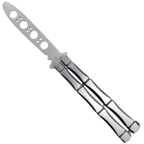 Gear Stock Balisong Training Knife - Silver Bones