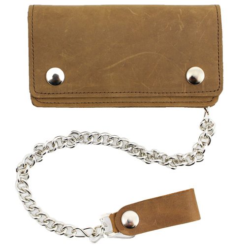 Genuine Leather Pull Up Chain Wallet