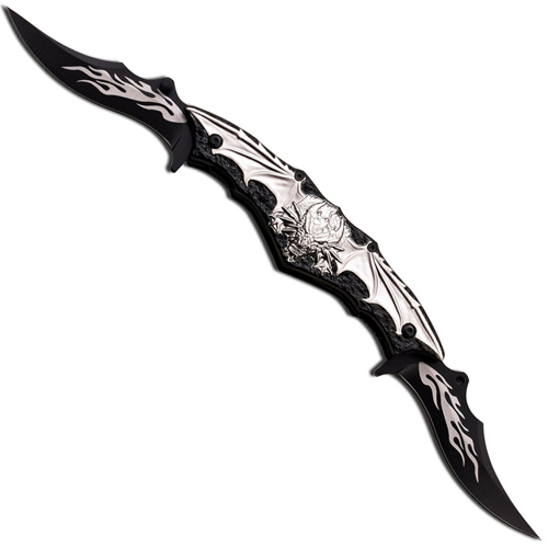 Dark Side Black Finished Blades w/ Grey Tone Spring Knife (3.5 Blade)