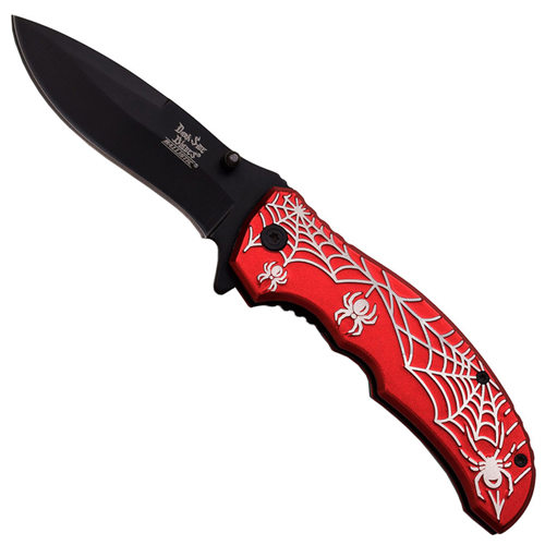 Dark Side Blades A047RD 4.5 Inch Spider Web Folding Knife - Red