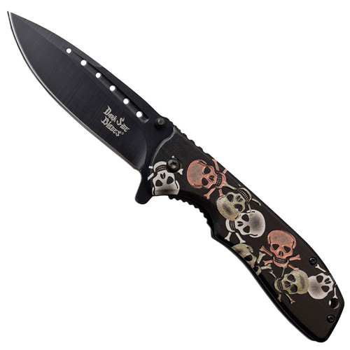 Dark Side Blades 3.75 Inch Drop Point Folding Blade Knife - Black