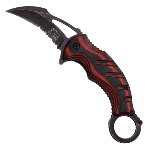 Mtech A833 Stonewashed G-10 Handle Folding Knife - Red