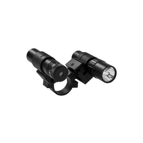Ncstar 1 Inch Double Rail Scope Adapter And Flashlight With Green Laser Set