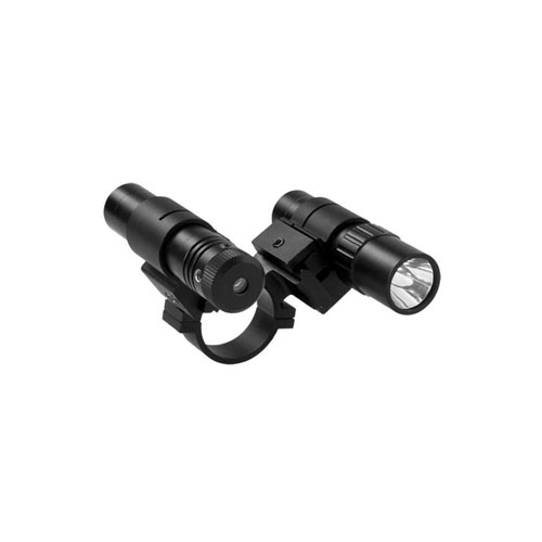 Ncstar 30mm Double Rail Scope Adapter And Flashlight With Green Laser Set
