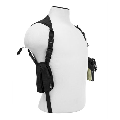 Ncstar Ambidextrous Horizontal Black Shoulder Holster And Magazine Holder