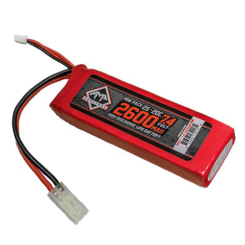 2600mAh 7.4V LiPo 20C Cont. Airsoft Battery