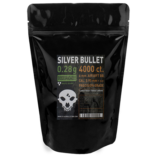 0.28g Silver Bullet Bio Airsoft BBs - 4000ct