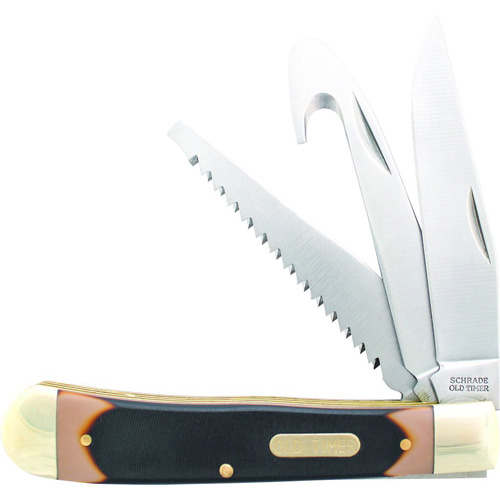 Schrade Old Timer Premium Trapper 3 Blades Saw Gut Hook And Clip Point
