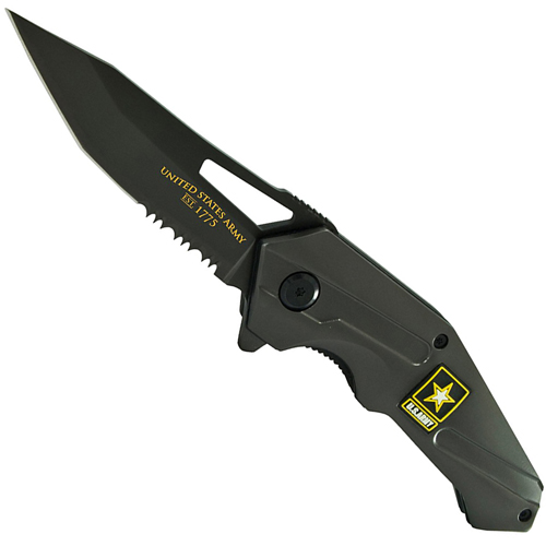 Schrade US Army Linerlock Grey Tanto Blade Folding Knife