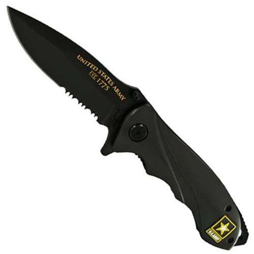 Schrade US Army Linerlock Grey Titanium Coated Drop Point Blade Folding Knife