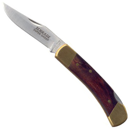 Schrade Smokey Lockback with Leather Sheath Clam Pack Folding Knife