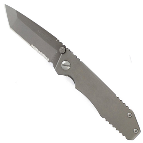 Schrade Tanto 40 Percent Serrated Frame Lock Titanium Coated 9Cr18Mov Steel