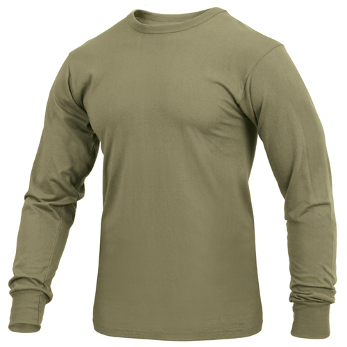 Mens Long Sleeve Solid Poly-Cotton T-Shirt
