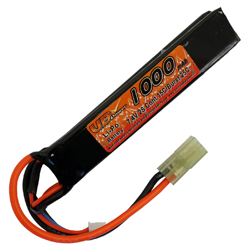 1000mAh 7.4V LiPo 15C Cont. Airsoft Battery