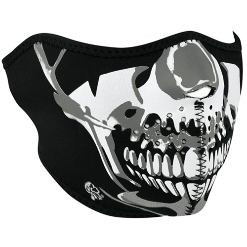 Neoprene Chrome Skull Half Face Mask