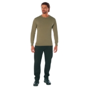Mens Long Sleeve Solid Poly-Cotton T-Shirt