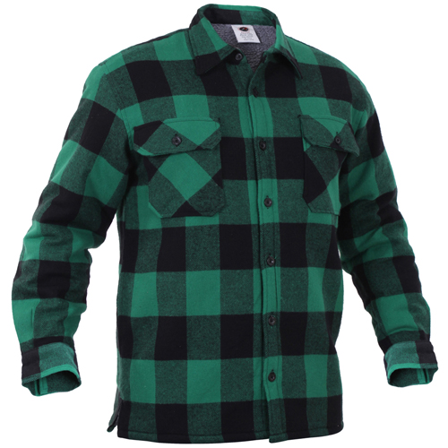 Mens Extra Heavyweight Buffalo Plaid Sherpa-Lined Flannel Shirts